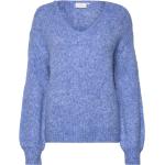Kasarla V-Neck Pullover Tops Knitwear Jumpers Blue Kaffe