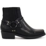 Svarta Cowboy-boots med Klackhöjd 3cm till 5cm för Breda fötter i Läder för Herrar 