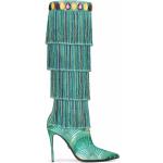 Gröna Knähöga stövlar med fransar från Dolce & Gabbana i storlek 39 med Stilettklack med spetsig tå i Läder för Damer 