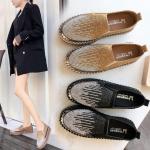 Casual Khaki Loafers med glitter med Slip-on i Gummi för Damer 