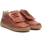 Kastanjebruna Brogue-skor med fransar från PèPè i storlek 34 med Slip-on med rundad tå i Kalvskinn för Pojkar 
