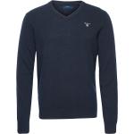 Blåa Stickade tröjor från Gant i Storlek S med V-ringning 