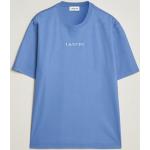 Kornblåa Kortärmade Kortärmade T-shirts med broderi från LANVIN i Storlek M med Rund ringning i Bomull för Herrar 