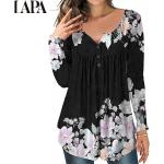 Casual Vår Blommiga Violetta Långärmade Långärmade blusar från LAPA i Storlek XL i Spets för Damer 