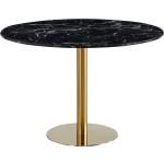 Lazio runt matbord i svart marmorlook med ben i mässing/guld - Ø110