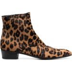 Leopard-mönstrade Orange Ankle-boots från LIDFORT på rea med rundad tå i Kalvskinn för Damer 