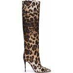 Leopard-mönstrade Bruna Knähöga stövlar från Dolce & Gabbana i storlek 38 med Stilettklack med spetsig tå i Läder för Damer 
