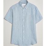Les Deux Kris Linen Striped Short Sleeve Shirt Blue/Ivory