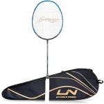 Li-Ning 3D Calibar X Combat Carbon Graphite badminton spänd racket (85 gram, 13,6 kg strängspänning) och heltäckande (kol/blå)