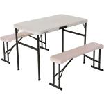 Lifetime Ultra-resistant Folding Table With 2 Benches Set 106x61x74 Cm Uv100 Beige,Svart