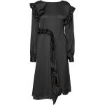Knälånga Svarta Draperade klänningar i Storlek XS i Satin för Damer 