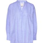 Blåa Långärmade Långärmade blusar i Storlek XS för Damer 