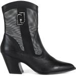 Ekologiska Svarta Fodrade boots med strass från Liu Jo med Dragkedja med Klackhöjd 7cm till 9cm i Läder för Damer 