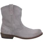 Gråa Ankle-boots på rea i storlek 37 med rundad tå i Mocka för Flickor 