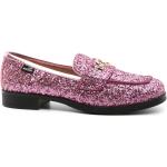 Rosa Loafers med glitter från Moschino Love Moschino i storlek 36 med Slip-on med Fyrkantig tå i Kalvskinn för Damer 