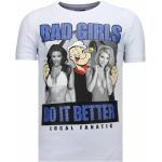 Local Fanatic Bad Girls Popeye Rhinestone - Herr T-shirt - 13-6210G White, Herr