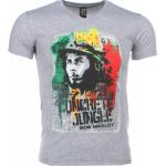 Tropikmönstrade Gråa Kortärmade Bob Marley Kortärmade T-shirts från Local Fanatic på rea i Bomull för Herrar 