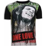 Svarta Bob Marley Kortärmade T-shirts med glitter från Local Fanatic på rea i Storlek XL i Bomull för Herrar 