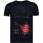 Blåa Narcos Kortärmade T-shirts med glitter från Local Fanatic på rea i Storlek XL i Bomull för Herrar 