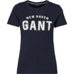 Blåa Kortärmade Kortärmade T-shirts från Gant på rea för Damer 