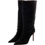 Svarta Ankle-boots med Slip-on med spetsig tå med Klackhöjd över 9cm i Textil för Damer 