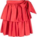 Vintage Hållbara Korta Röda Plisserade kjolar med rosetter i Storlek L i Taft för Damer 
