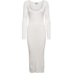 Long Sleeve Low Roundneck Slim Dress Maxiklänning Festklänning White Ganni
