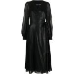 Vadlånga Svarta Långärmade Omlottklänningar från Ralph Lauren Lauren i Storlek XXS med V-ringning för Damer 
