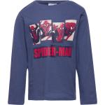 Blåa Spiderman Långärmade T-shirts för barn i Storlek 98 