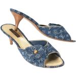 Hållbara Blåa Slip in-sandaler med Klackhöjd 5cm till 7cm i Denim för Damer 
