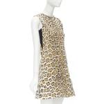 Vintage Hållbara Leopard-mönstrade Bruna Ärmlösa Stickade klänningar i Storlek XS för Damer 