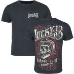 Lucky 13 T-shirt - Skull Built - S 3XL - för Herr - svart