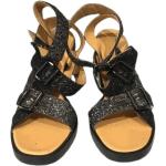 Hållbara Svarta Sandaletter med paljetter med Klackhöjd över 9cm i Läder för Damer 