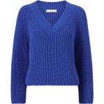 Kornblåa Grovstickade tröjor från Mango på rea i Storlek XL med V-ringning i Bomullsblandning för Damer 