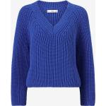 Blåa Grovstickade tröjor från Mango på rea i Storlek XL med V-ringning i Bomullsblandning för Damer 
