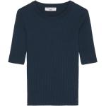 Ekologiska Blåa Kortärmade Kortärmade T-shirts från Marc O'Polo i Storlek M med Rund ringning i Bomull för Damer 