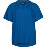 Blåa Kortärmade Kortärmade blusar från Zizzi i Storlek 6 XL för Damer 