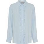 Randiga Blåa Randiga skjortor med volang i Storlek XL för Damer 
