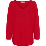 Röda Stickade tröjor i Storlek S med V-ringning för Damer 