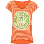 Randiga Orange T-shirts med tryck på rea i Storlek S med V-ringning för Damer 