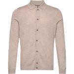 Beige Långärmade Stickade tröjor från Morris Merino i Storlek L 