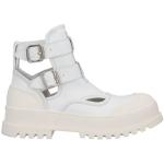 MC/Biker wear Vita Ankle-boots i storlek 38 med Blockklack med Spännesknäppning med rundad tå i Läder för Damer 