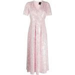 Vadlånga Ljusrosa Kortärmade V-ringade klänningar med paljetter från Needle & Thread på rea i Storlek XL med V-ringning i Syntet för Damer 