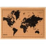 milimetrado Anslagstavla världskarta med träram svart & brun 70x50 cm
