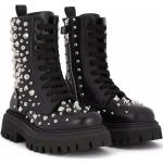 Svarta Militär-boots med nitar från Dolce & Gabbana i storlek 32 med Snörning med rundad tå i Kalvskinn för Flickor 