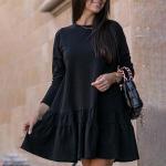 Streetwear Höst Korta Beige Långärmade Plisserade klänningar i Storlek XL i Syntet för Damer 