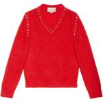 Röda Stickade tröjor med nitar från Gucci med V-ringning i Mohair för Damer 