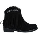 Svarta Ankle-boots med fransar från MONNALISA i storlek 31 med Dragkedja med rundad tå i Mocka för Flickor 