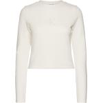 Krämfärgade Långärmade Långärmade T-shirts från Calvin Klein Jeans i Storlek L 