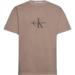 Beige Kortärmade Kortärmade T-shirts från Calvin Klein Jeans i Storlek S 